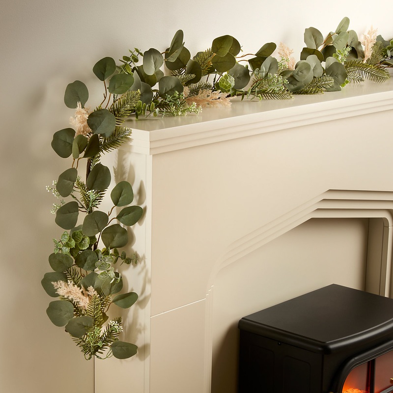 1800mm Foliage & pampas Christmas garland – Green