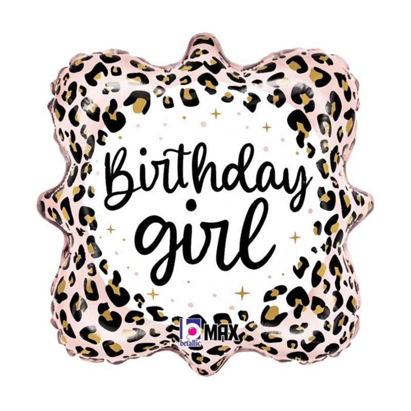 18″ PKG SATIN LEOPARD BDAY GIRL MARQUEE