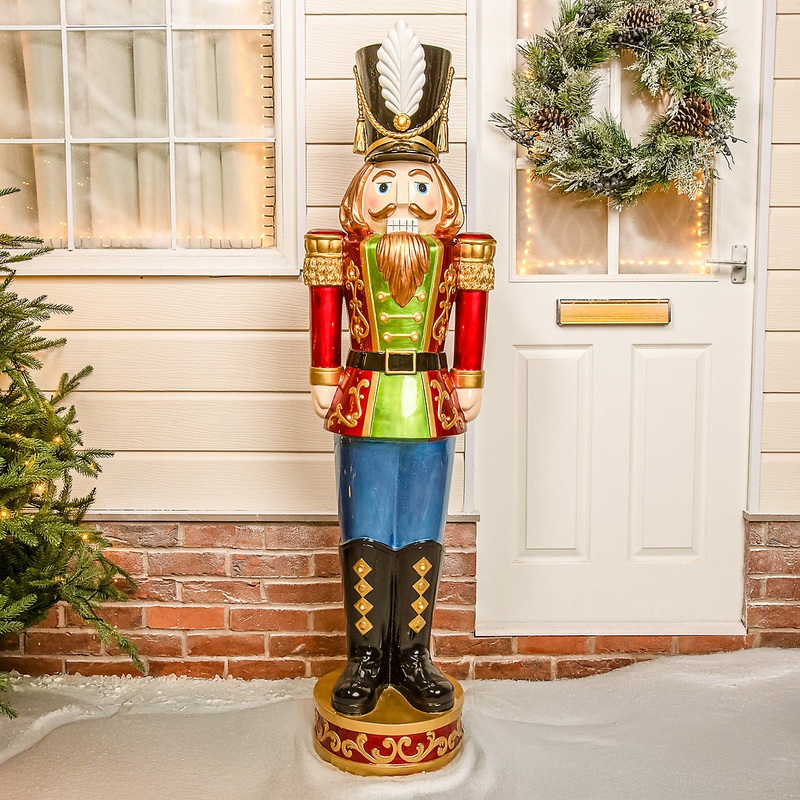 5.5ft Traditional Christmas Nutcracker Soldier – Red, Blue and Green with LED Lights