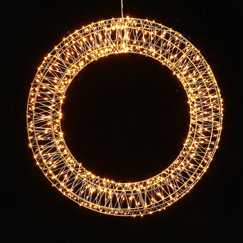 Multi White LED Wire Wreath Silhouette (H) 500mm
