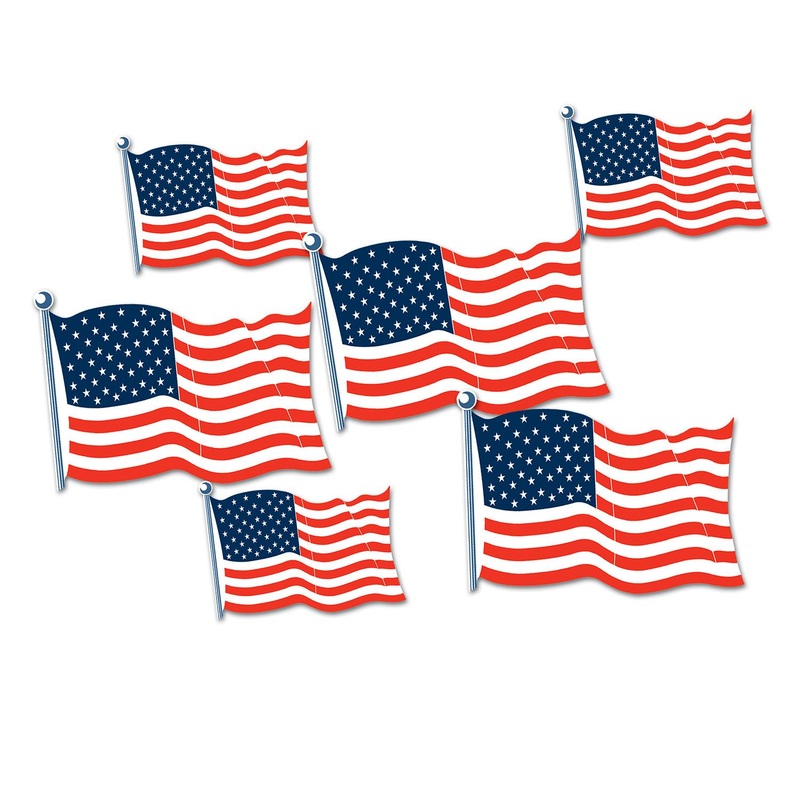 72 Pack Bulk American Flag Party Cutouts