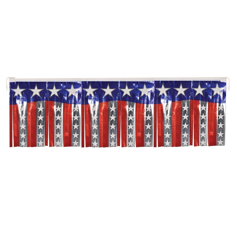 12 Pack Bulk Metallic Stars/Stripes Party Fringe Banner