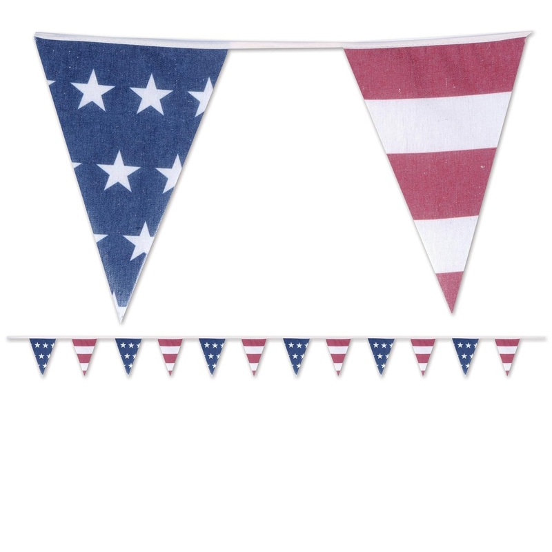 12 Pack Bulk Americana Fabric Pennant Party Banner