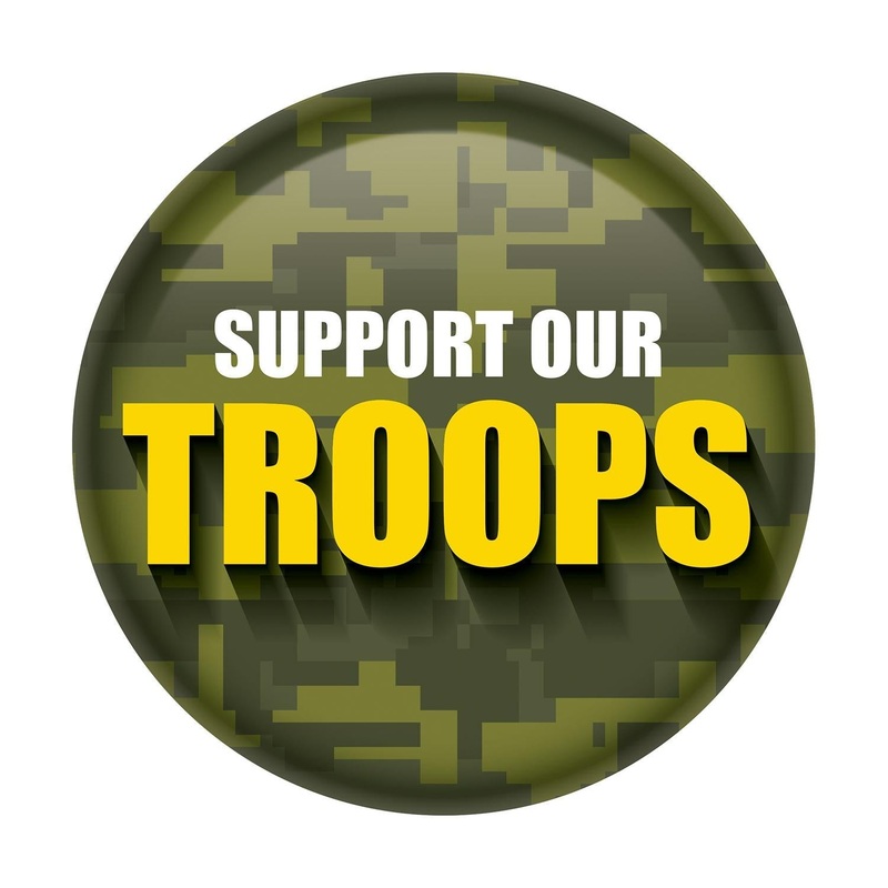 6 Pack Bulk Support Our Troops Button – Camo