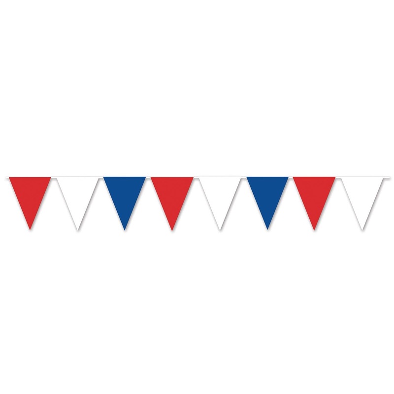 12 Pack Beistle Red – White/Blue Pennant Party Banner