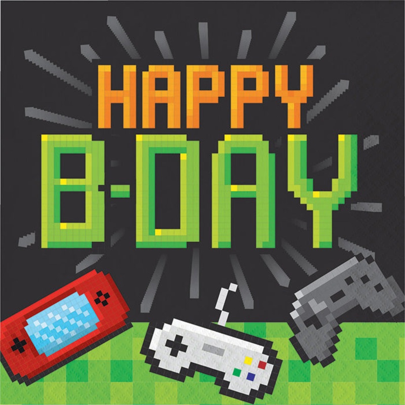 Video Game Party Birthday Napkins (16/Pkg)