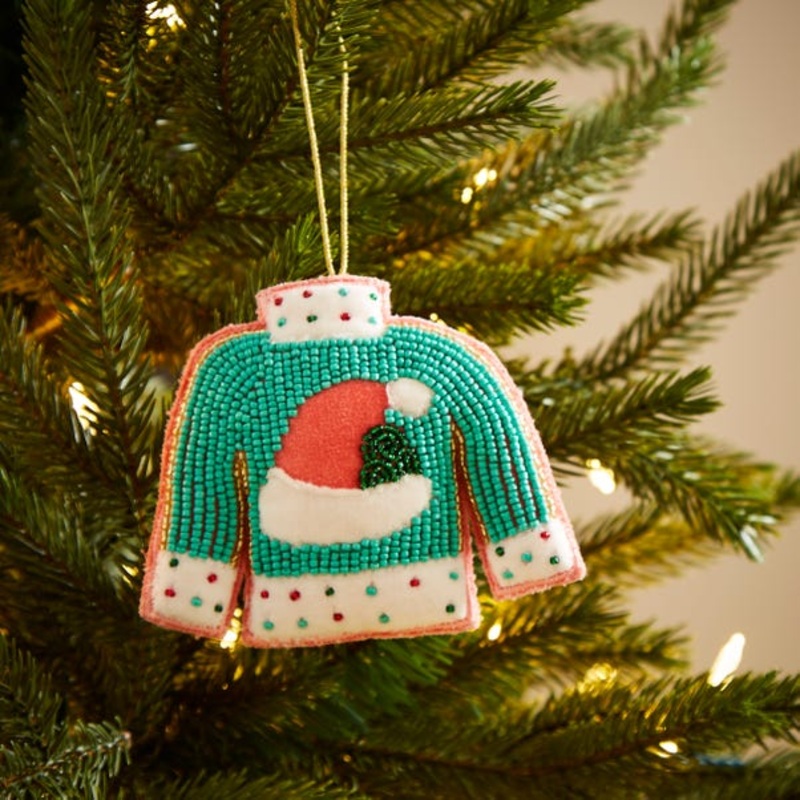 Beaded Christmas Jumper Hanging Decoration