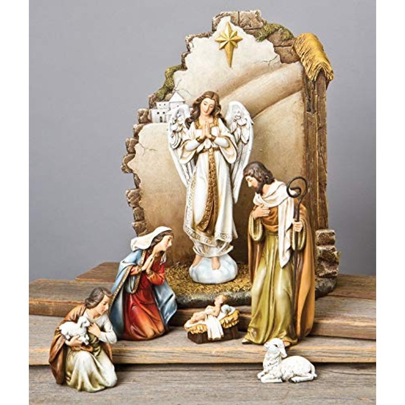 7-Piece Nativity Set with Back Wall