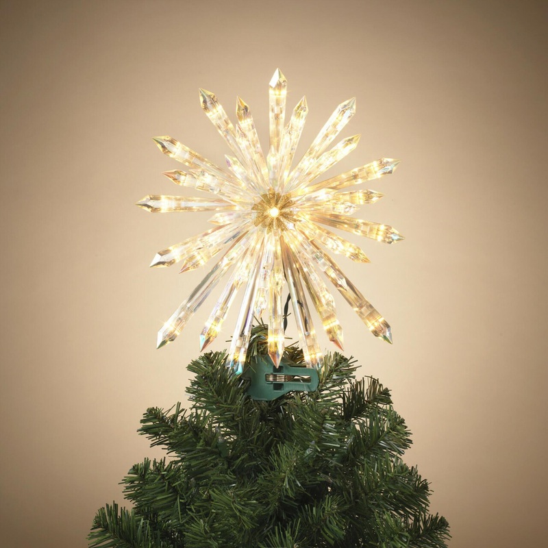Clear Crystal Starburst Tree Topper 13.5″