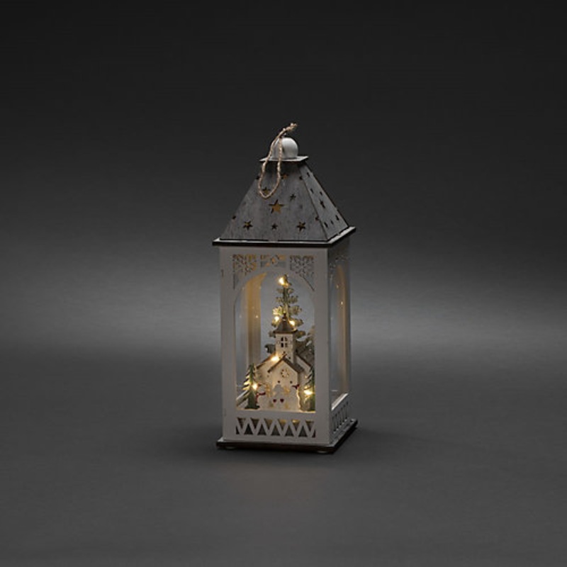 Konstsmide B/O Wooden Lantern Church 8LED