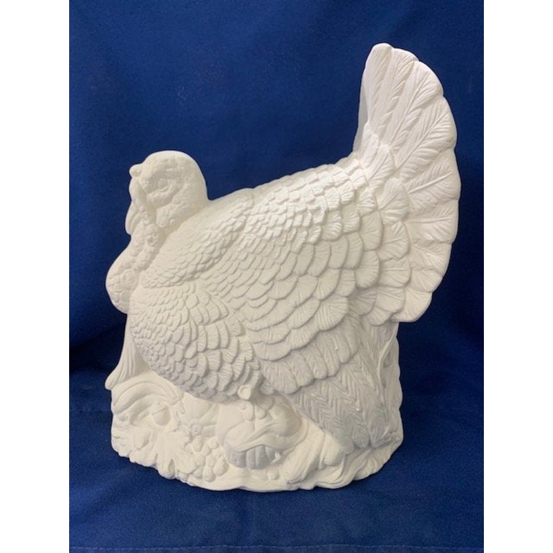 “Large Textured Turkey Table Centerpiece – Ceramic Bisque, Ready to Paint, Unpainted, Made in USA – 10″ Tall, 10″ Width, 10″ Depth”