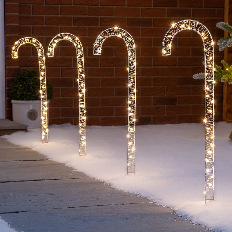 Christow Christmas 4 LED Candy Cane Path Light Decoration