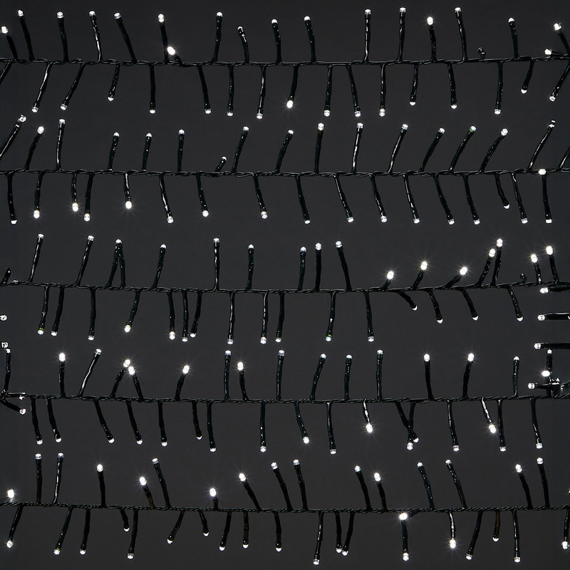 2000 Ice white Cluster LED String lights With timer function & 37.5m Green cable