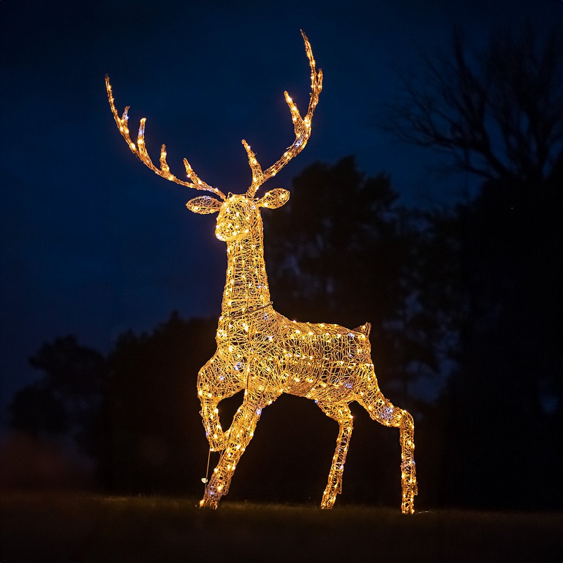 2M Soft Acrylic Light Up Christmas Grand Reindeer Stag with 350 White or Warm White LEDs