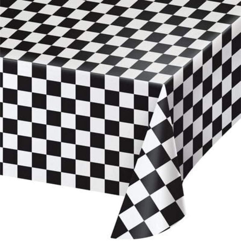 Black Check Plastic Tablecloth