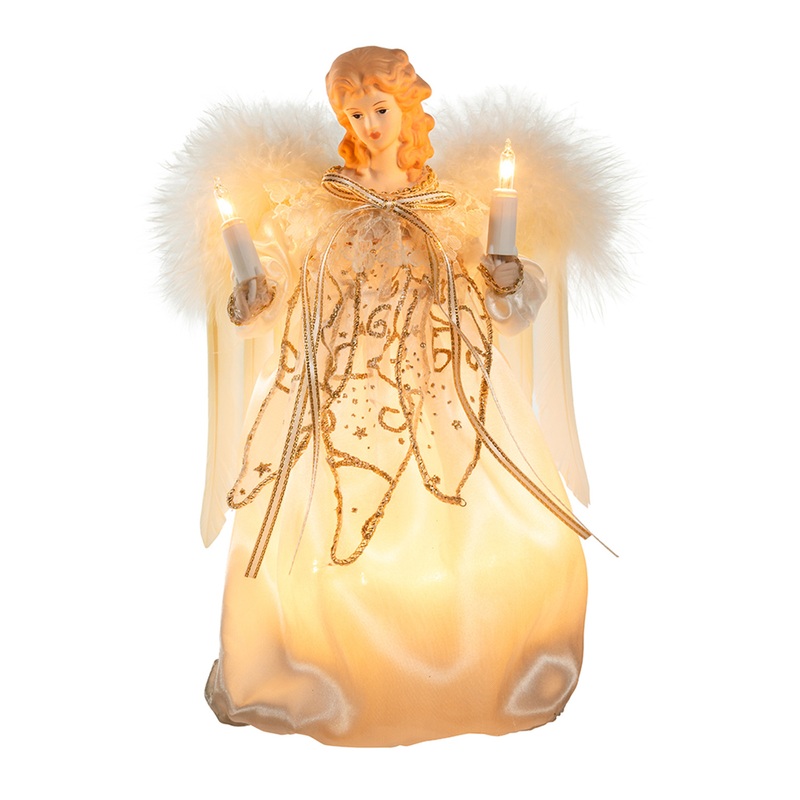 Ivory and Gold Angel Treetop 10-Light  9″