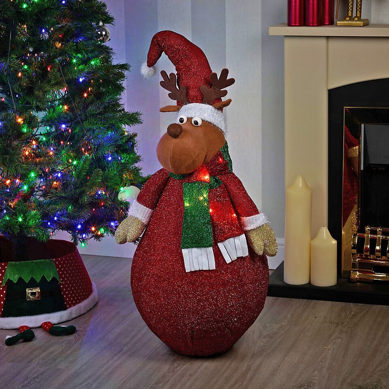 URBNLIVING 1M Tall Collapsible XXL Christmas Reindeer Xmas Festive Decoration Light up LED Indoor Outdoor Decor