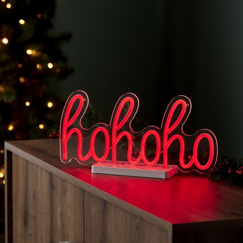 Red LED HoHoHo Silhouette (H) 180mm