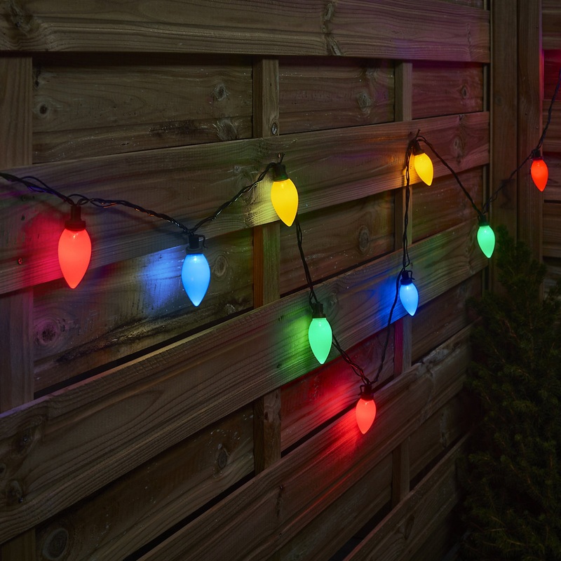 30 Multicolour LED String lights With timer function & 18m Green cable