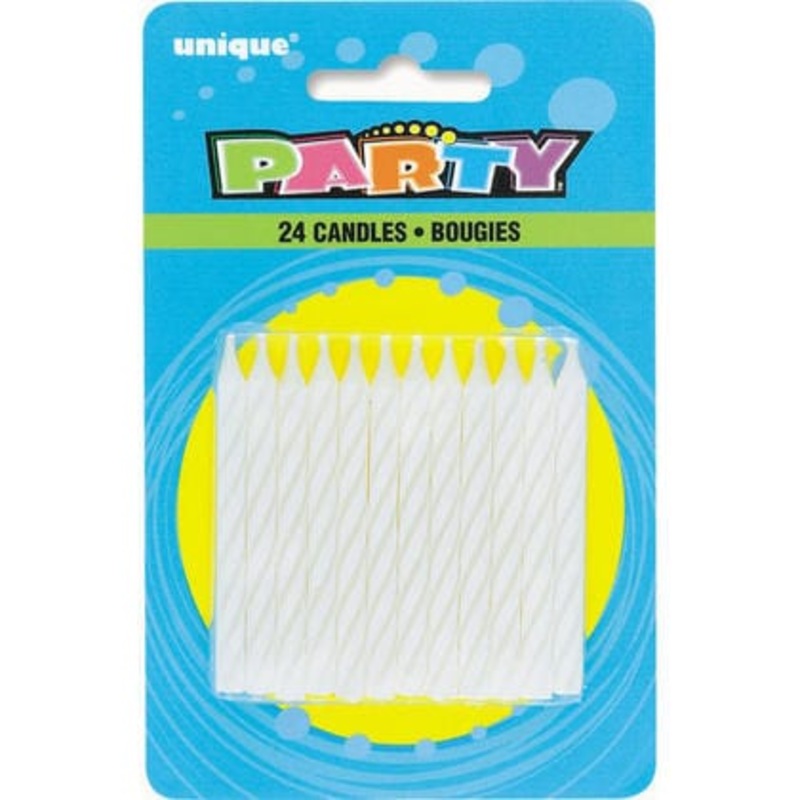 White Candy Stripe Spiral Candles