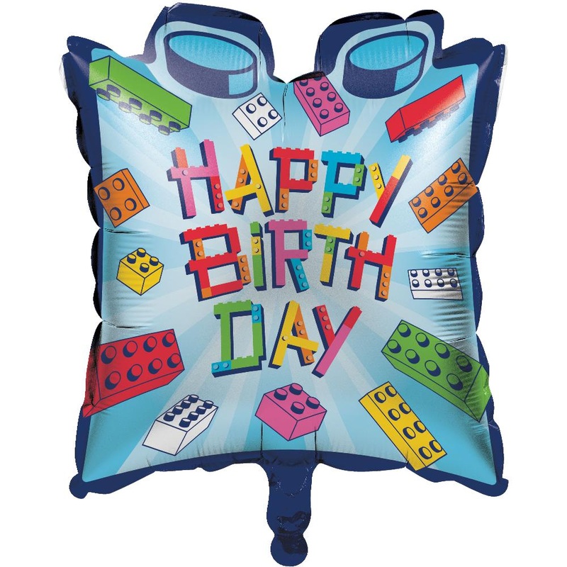 10 pc Bulk Block Bash “Happy Birthday” Toy Blocks Balloons