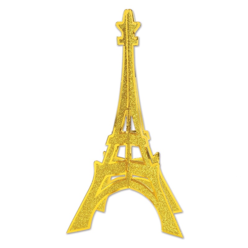 12 Pack Bulk 3-D Glittered Eiffel Tower Party Centerpiece