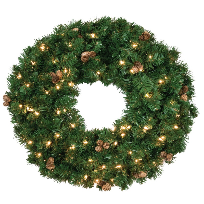 36″ Scottsdale Spruce Wreath – Clear LED