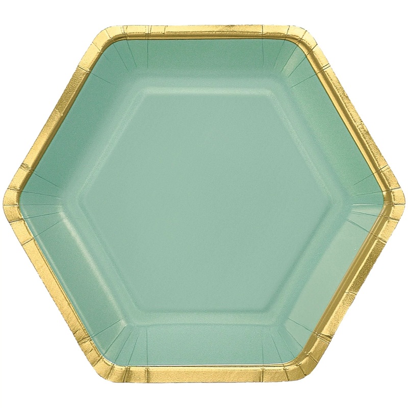 7″ Hex Metallic Paper Plate – Willow