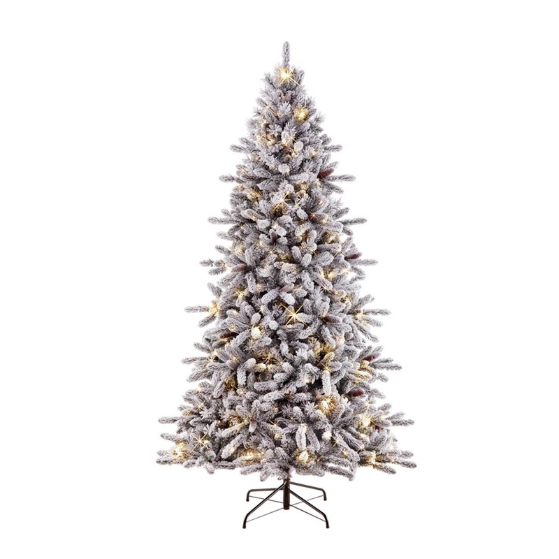 Puleo International 7-1/2 ft. Full Incandescent 400 ct Flocked Bennington Fir Christmas Tree