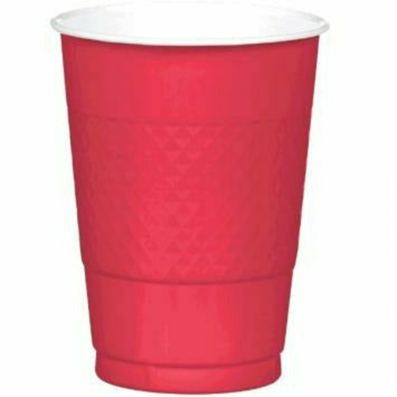 16 OZ PLASTIC CUP 20CT-APPLE RED