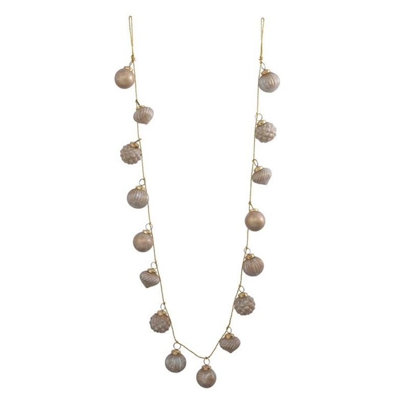 Embossed Mercury Glass Ball Ornament Garland