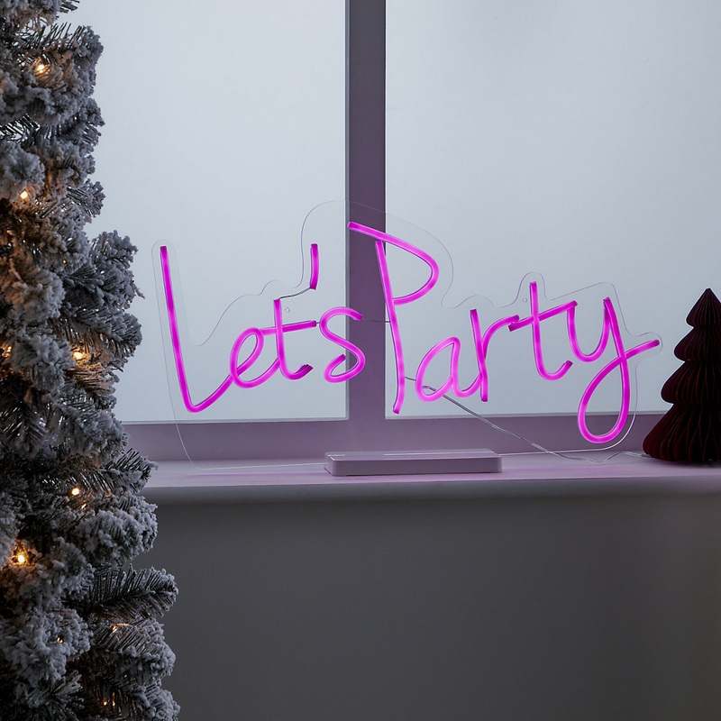 Pink LED Let’s Party Silhouette (H) 300mm