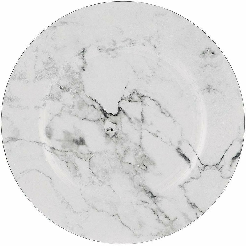 White Marble Plastic Charger
