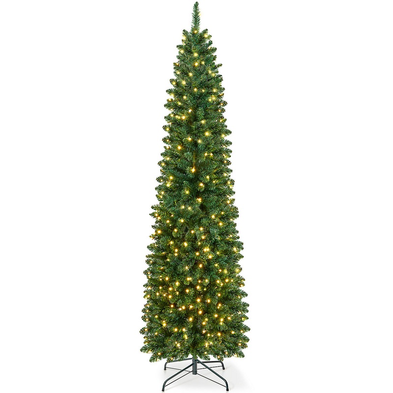 VeryMerry 6FT ‘Aspen’ Slim Pencil Pre-Lit Christmas Tree with 300 Built-In Warm White LED Lights