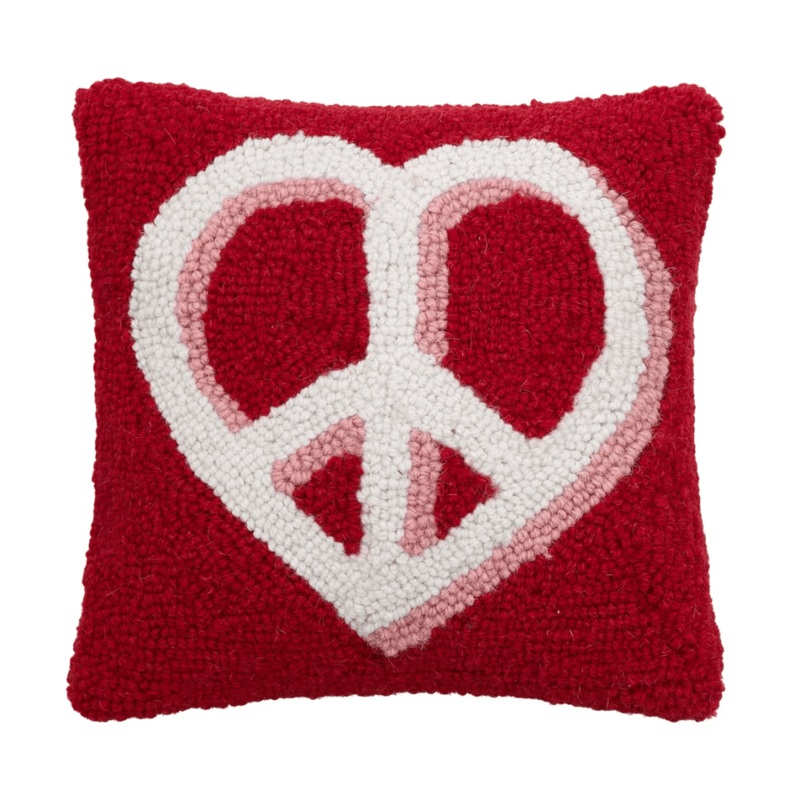 Peace Sign Heart Hook Pillow