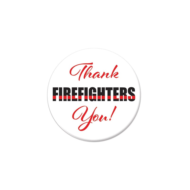6 Pack Bulk Thank You! Firefighters Button- Red and Black