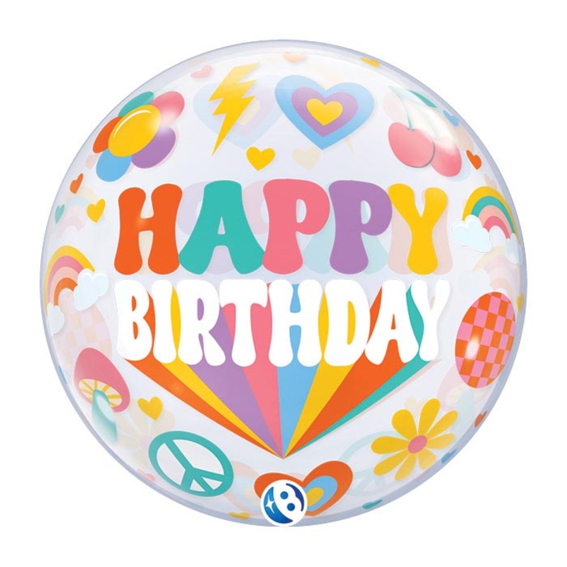 22″ PKG BIRTHDAY RETRO BUBBLE BALLOON