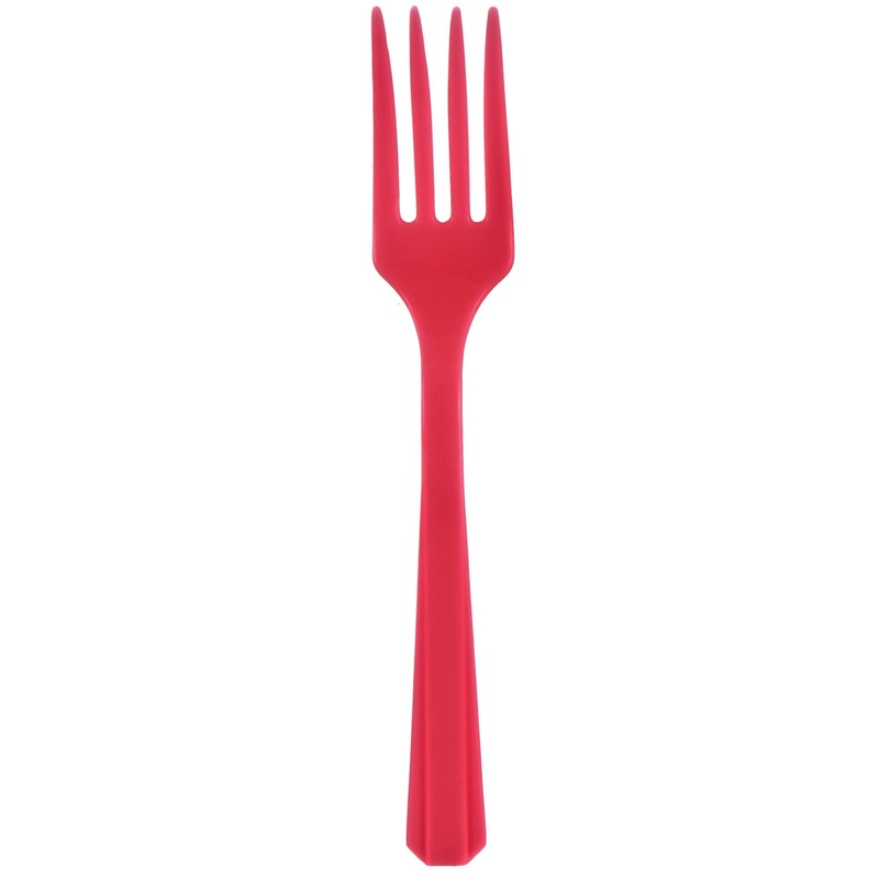 Value Reusable Plastic Forks, Mid Ct. – Apple Red