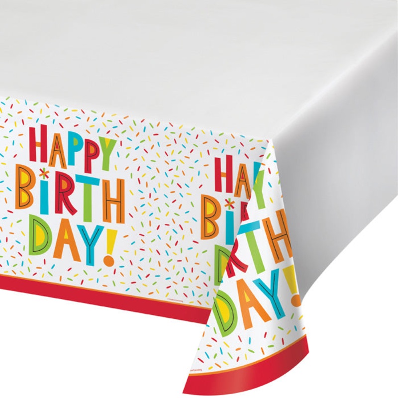 12 pc Bulk Birthday Fun Plastic Tablecloths