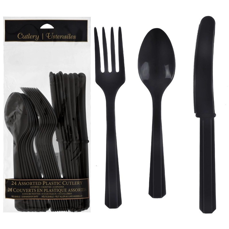Value Reusable Assorted Cutlery, Low Ct. – Jet Black