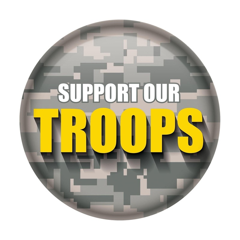 6 Pack Bulk Support Our Troops Button – Light Camo