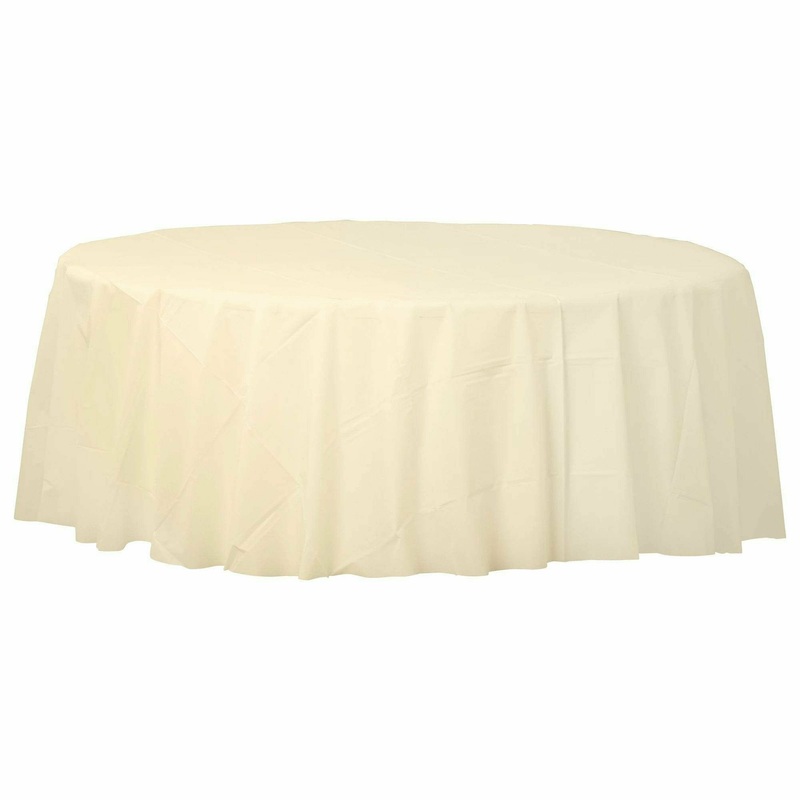 Vanilla Creme – 84″ Round Plastic Table Cover