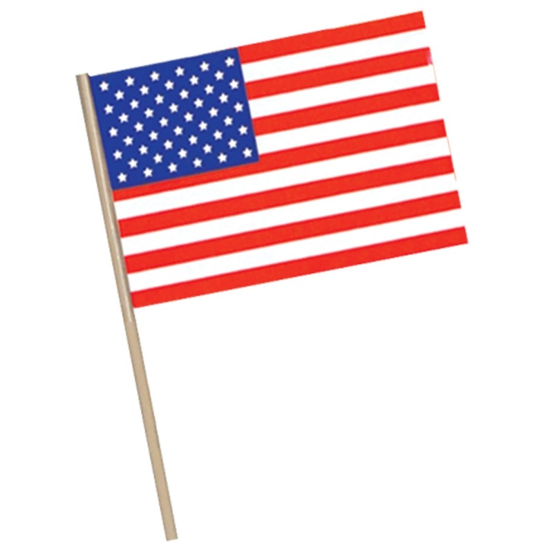 144 Pack Bulk American Flag – Plastic – with 7.5 wooden stick