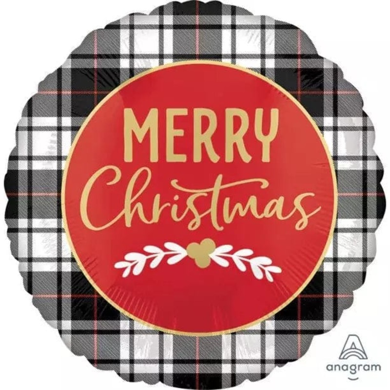 17″ Christmas Plaid Foil Balloon