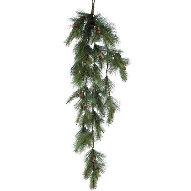 48″ Mixed Stiff Pine Hanging Teardrop Grn