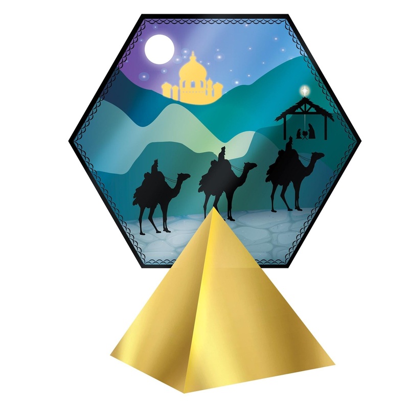 12 Pack Bulk Christmas 3-D Foil Three Kings Day Centerpiece