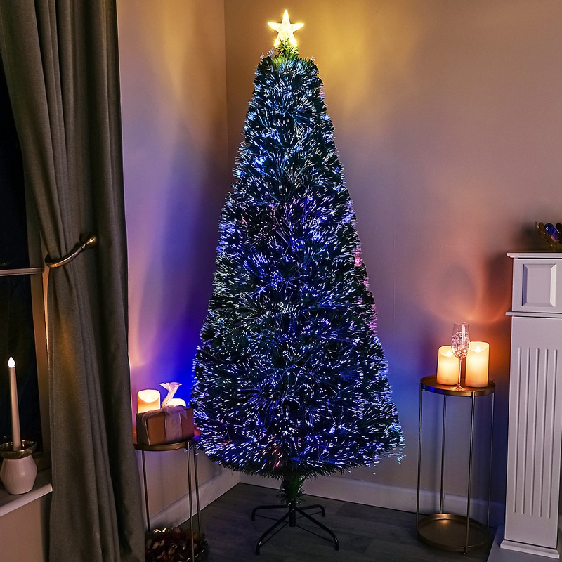 4FT (120cm) Green Fibre Optic Christmas Tree with Multi-coloured Fibre Optic Lights
