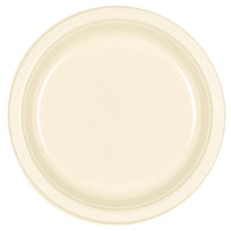 10″ Round Plastic Plates, Mid Ct. – Vanilla Creme