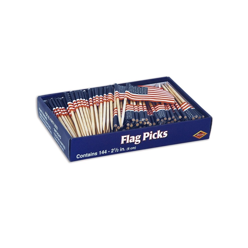 24 Pack Bulk U S Flag Picks Party 144 Piece Counter Display