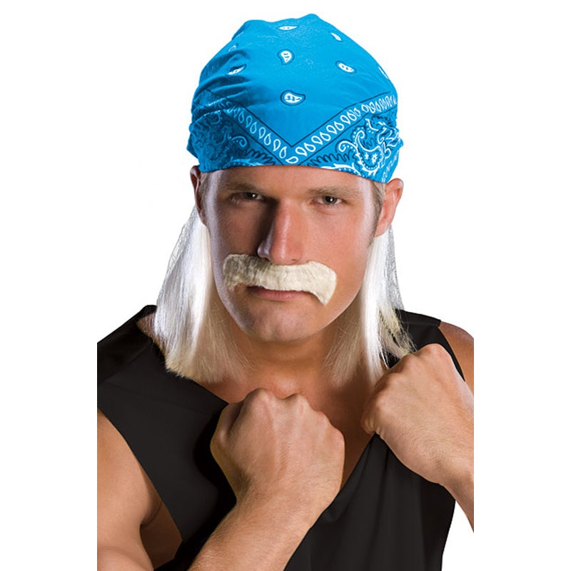 Wrestling Star Wig Bandana & Mustache